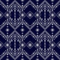 Ethnic seamless pattern white on navy blue background